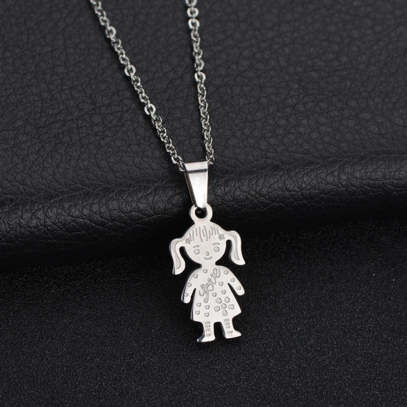 Нержавеющая сталь для мальчиков и девочек модные кулоны, ожерелья Семья цепи Цепочки и ожерелья для детей Kettingen voor vrouwen