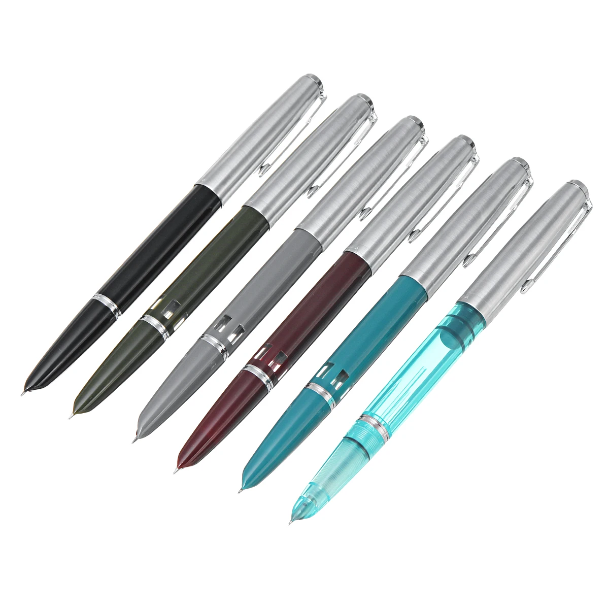 

Vacumatic Fountain Pen 0.5mm Fine Nib Silver Cap Metal ABS Body Various Colors Choices Writing Supplies with Box