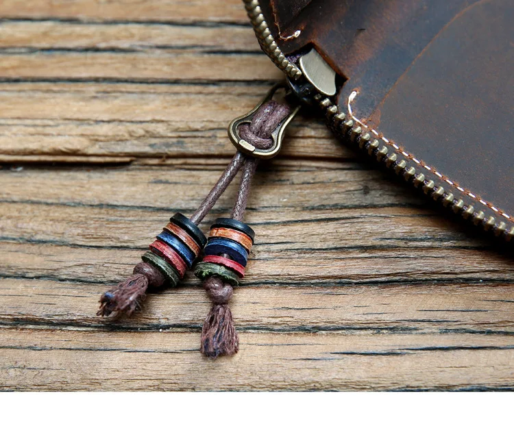 Ретро Натуральная кожа маленький кошелек для ключей женский брелок на молнии Держатель для карт сумка мужская ключница Органайзер ручной работы