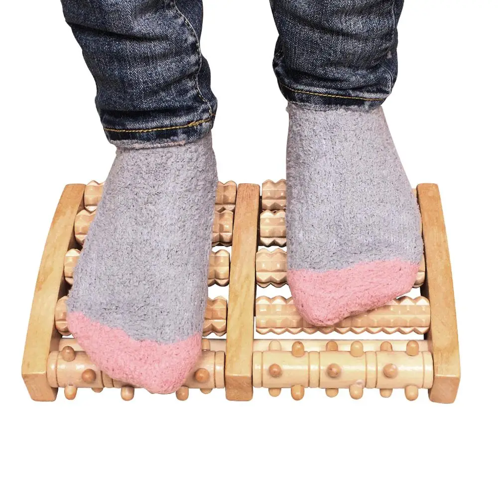 Wooden Dual Foot Massager Roller Pain Relief for Plantar Fasciitis Heal Spur Deep Tissue Acupressure Foot & Heel Massager  (5)