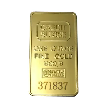 

50pcs/lot free shipping Credit suisse Surelife laser number 1oz.24k gold plated Art Nouveau bullion Bar gold coin free shipping