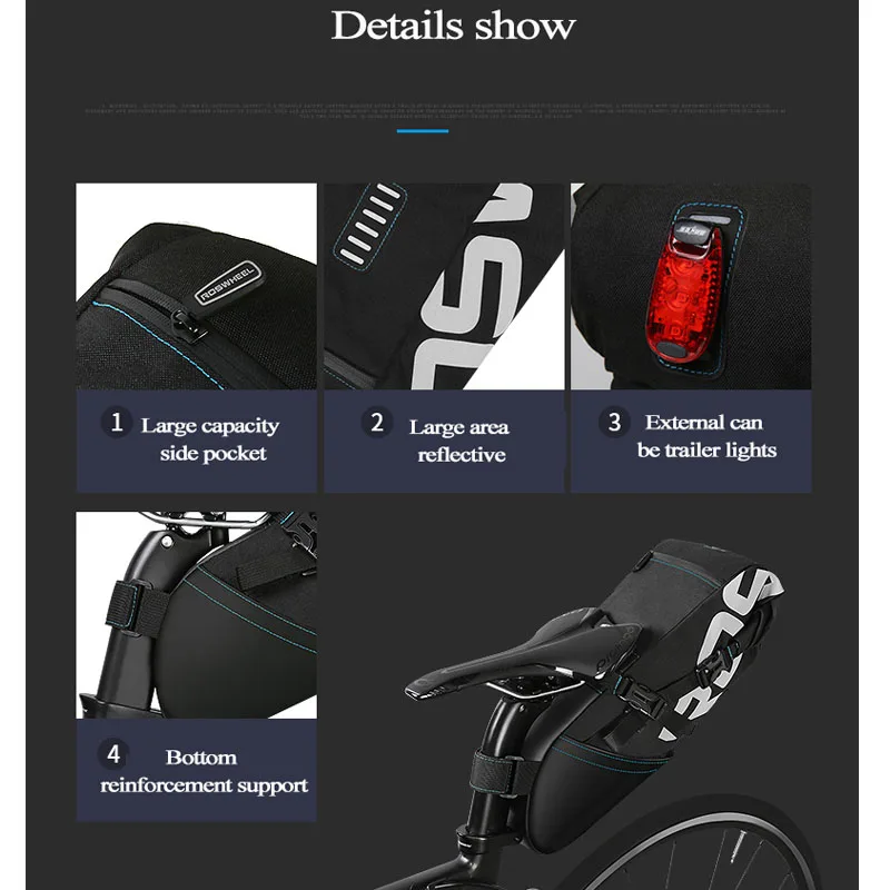 Roswheel 8l/10l mountain road bike bag водонепроницаемый mtb велосипед сумка велоспорт заднее сиденье седло мешок аксессуары bolsa bicicleta черный