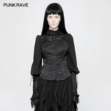 Новая панк Рейв готика Мода черный ретро жаккард цветочные кружева носить веревку Лолита Женская футболка Топы OY904