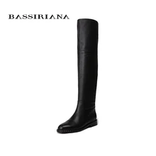 BASSIRIANA/ новые женские сапоги выше колена из натуральной кожи кожаные ботинки женские зимние женская обувь На молнии; размеры 35-40 высокое качество