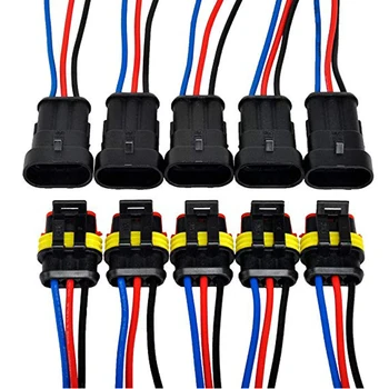 

5 Kit 3 Pin Way 18 AWG Car Auto Waterproof Electrical Connector Plug Socket Kit Wire 1.5mm Series Terminal Connector Plug Black