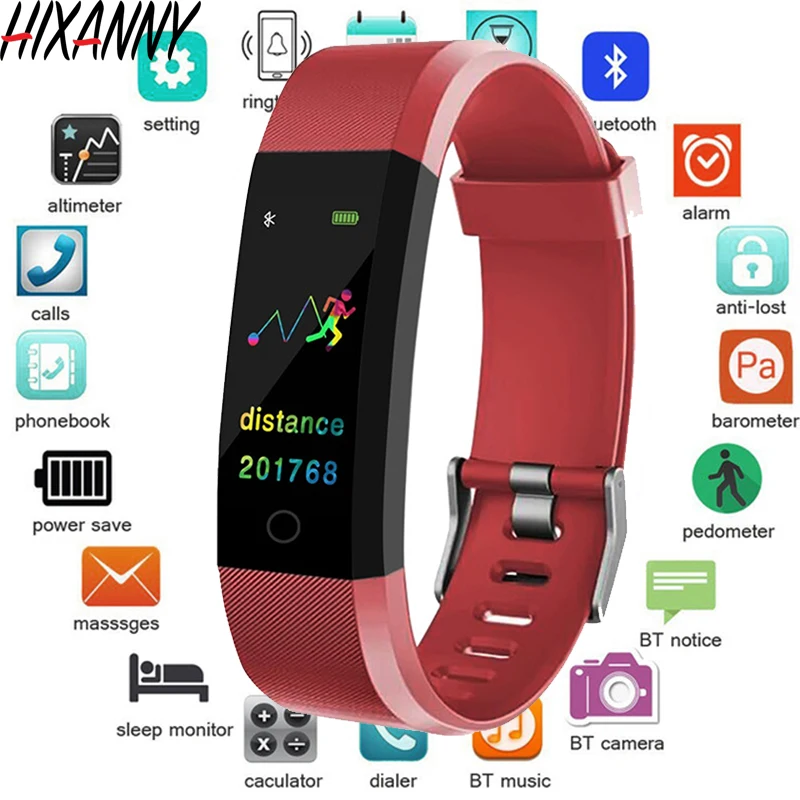 

Bluetooth Smart Bracelet Color Display Waterproof Band Sport Blood Pressure Fitness Tracker Heart Rate Monitor Wristband men