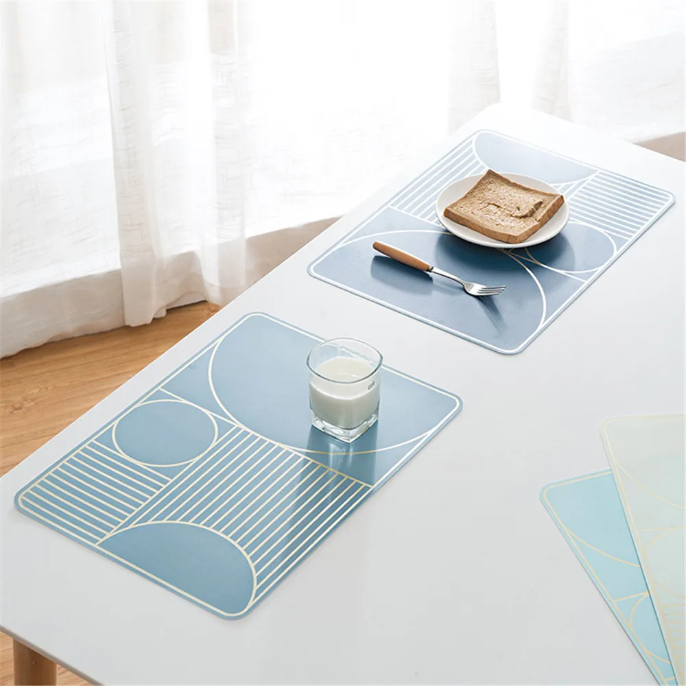 Blue Plastic Placemat Waterproof Durable Pad Table Mat Heat Insulation