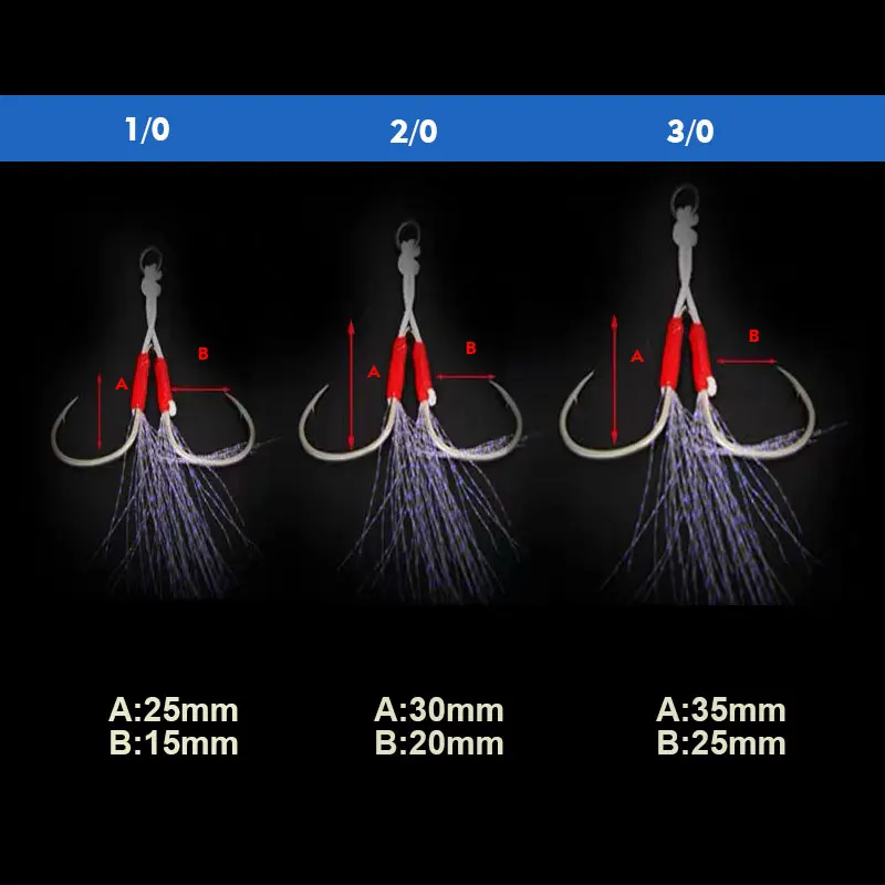 Angelhaken Meer Leucht 1/0 2/0 3/0 Фиш унтерстютзен Хакен доппель фисчерей ангелхакен джиг лангсам Федер фюр ангелн гевиннен