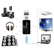 USB Audio Music Transmitter Receiver A2DP 3 5mm Stereo Adapter USB Dongle TX Wireless Bluetooth Adapter