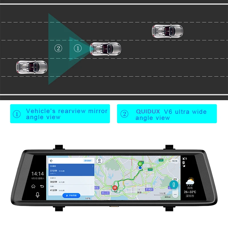 Автомобильные видеорегистраторы QUIDUX V6 10 &quotTouch Android 5 0 GPS навигаторы FHD 1080P camara grabacion