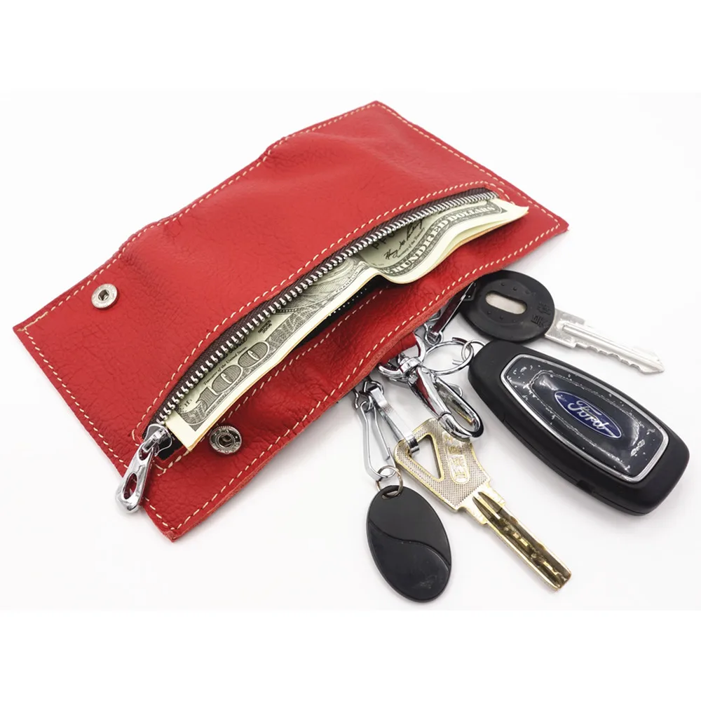 Genuine Leather Car Key Wallets Vintage Key Holder Housekeeper Keys