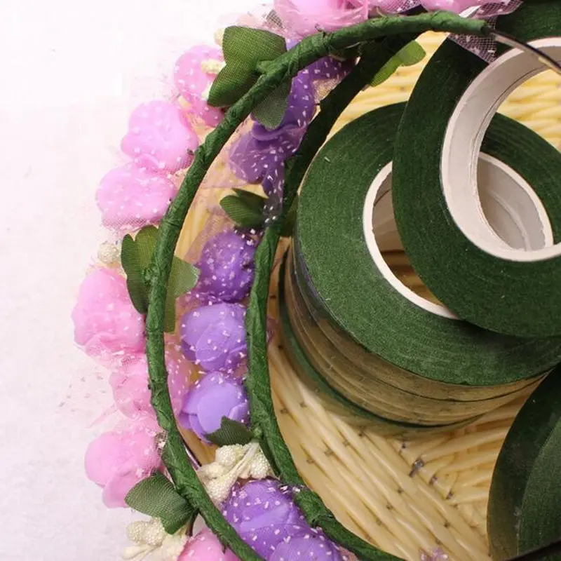 30 ярдов 12 мм самоклеящаяся Цветочная лента для ствола искусственная ветвь цветка железная упаковка флорист зеленые ленты самодельный цветок поделка поставки