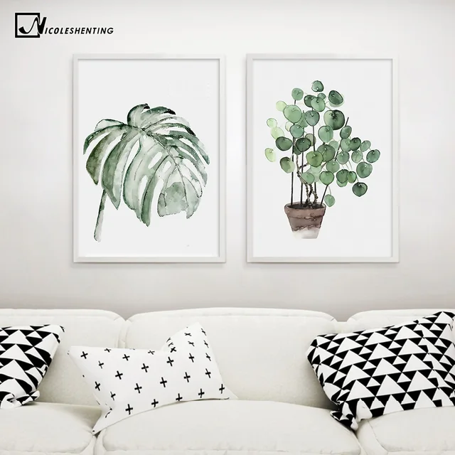 Watercolor Plant Leaves Poster Print Landscape Wall Art Canvas Painting Picture for Living Room Home Decor Watercolor Plant Leaves Poster Print Landscape Wall Art Canvas Painting Picture for Living Room Home Decor Cactus Decoration