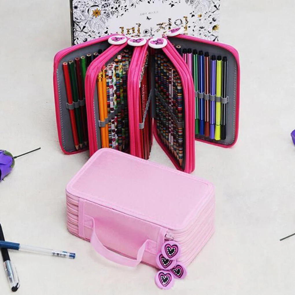 

72 Slots 5 Department Pencil Case Student Oxford Fabric Stationary Crayon Drawing Sketch Pen Box Bags
