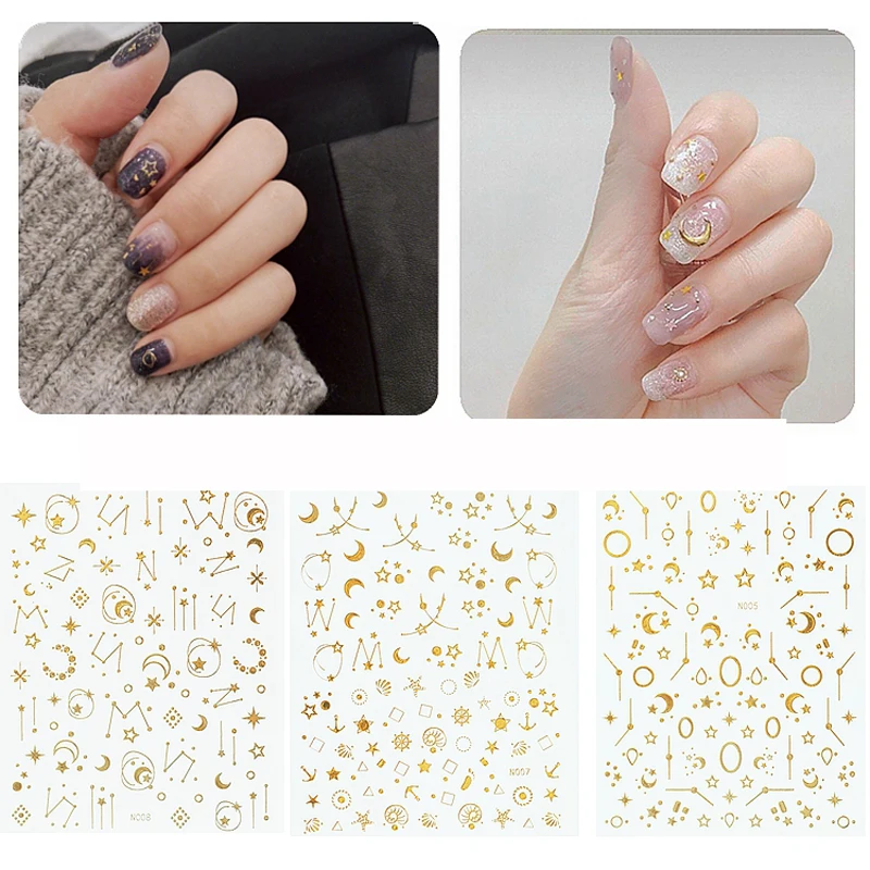 

Laser Venus Moon Nail Sticker Geometric Patterns 3D Stereo Stickers Nail ornaments