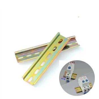 

Universal Circuit Breaker Rail 35mm Aluminum Slotted DIN Rail for C45 DZ47 Terminal Block Relay Track Electrical Accessories
