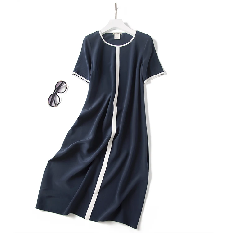 new 19 momme silk dress trimmed stitching