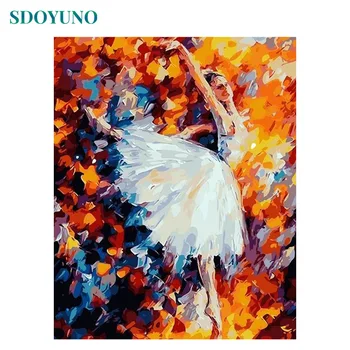 

SDOYUNO Painted ballet dancer Painting By Numbers Frame DIY Gift Coloring By Numbers Canvas Painting Bedroom Decor For home