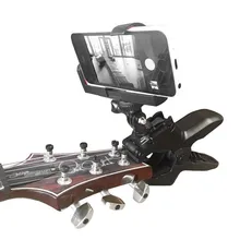 Guitar Headstock Cell Phone Clamp Clip Mount for Smartphones and Gopro Action Cameras- Close Up Home Recording
