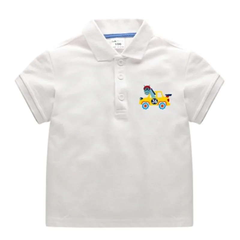 

2019 New Boys Shirt Summer Turn-down Collar Polos Shirt Casual Cartoon Small Carriage Cotton Short Handsome Short Sleeve Shirt