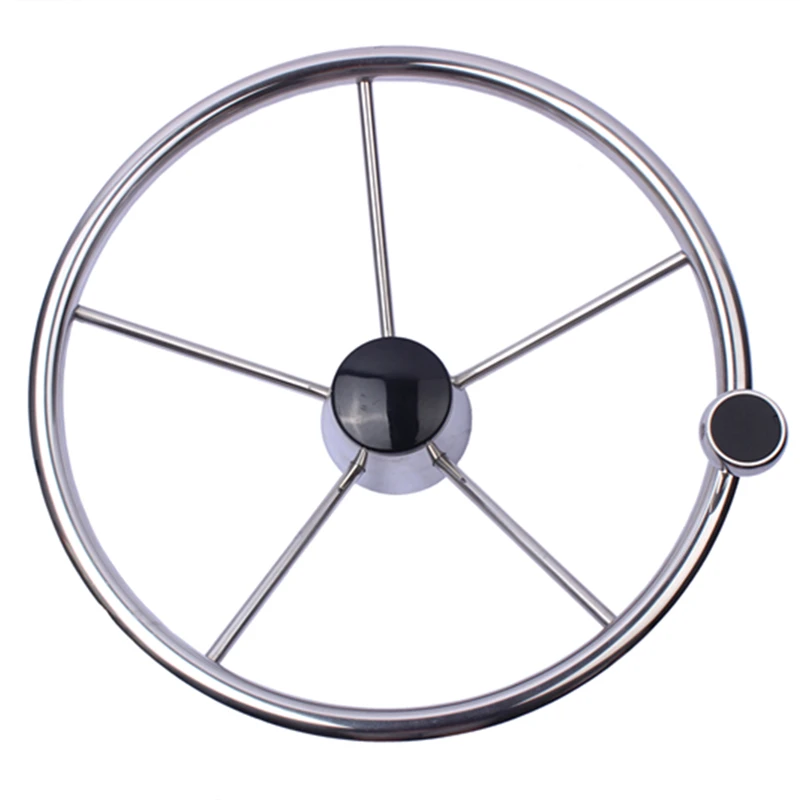 13-1//2/'/' Boat Sport Steering Wheel Knurling With Knob Stainless Steel 5 Spokes