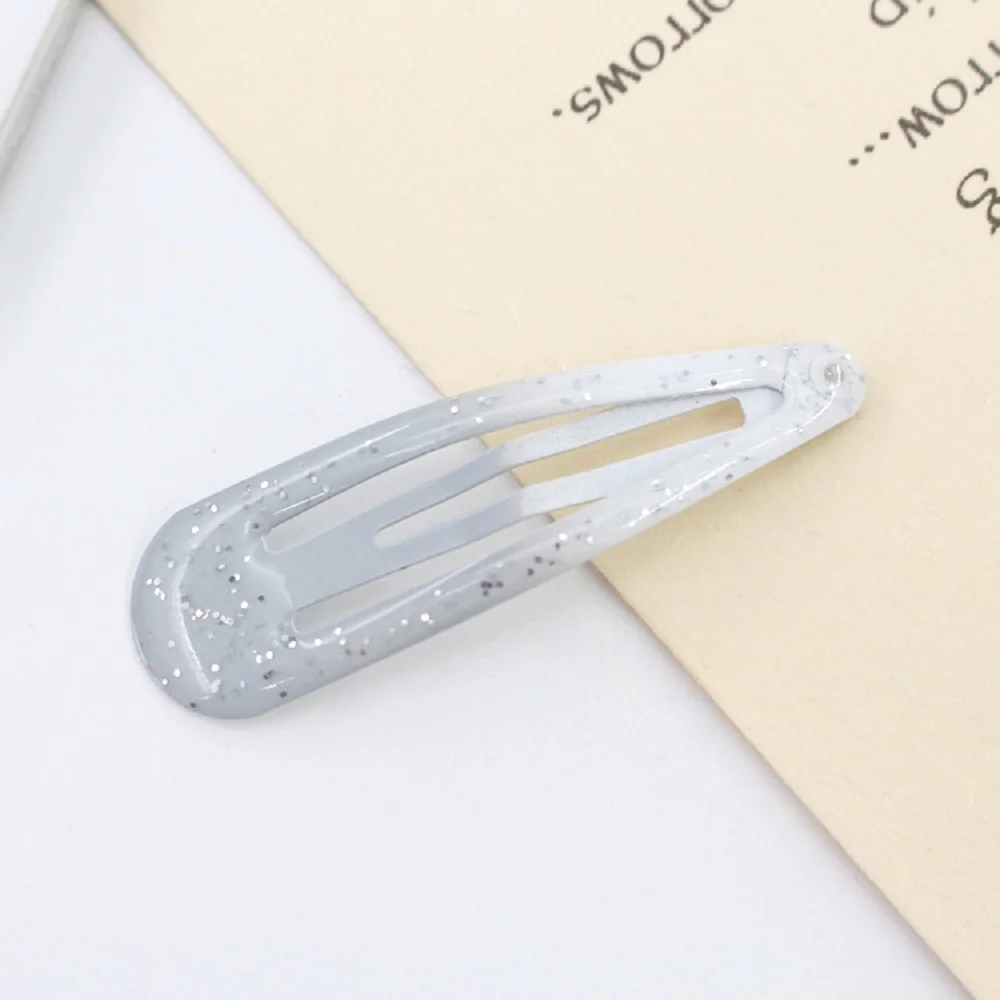 1 PC Glitter Gradient Color Girls Baby Hairpins Hair Clips Kid Barrettes Bobby Pins Headwear Children Accessories Baby BB Clips - Color: Gray