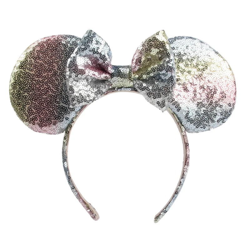 Rainbow Sequins Minnie Mouse Ears Hairband Kids Girl Bow Hairband Women Headband DIY Hair Accessories Headwear Kids Headband