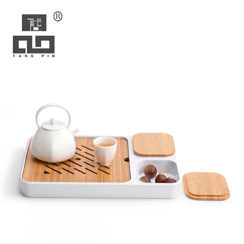 

TANGPIN bamboo and ceramic tea trays tea table bamboo tea platters chinese kung fu tea accessories