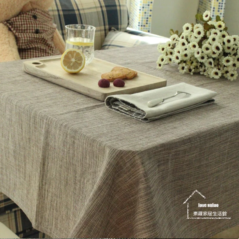 Geminbowl dining gray tablecloth natural linen fabric kitchen table cover cotton