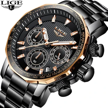 

Relogio Masculino LIGE Mens Watches Top Brand Luxury Waterproof Sport Watch Men Quartz Watches Business Fashion Large Dial Clock