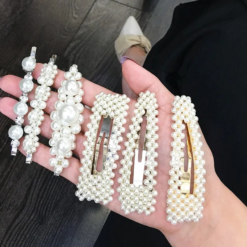 

Fashion 6 styles Gold Color 1PC Pearl Imitation Hair Clip Stick Hairpin Hairband Styling sliver Accessories For Women Girls