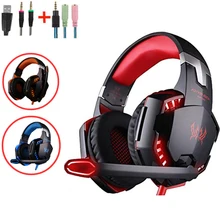 Kotion Each G2000 Big Gaming Headphones Gamer Headset with Microphone Led Light for PC Computer Iphone