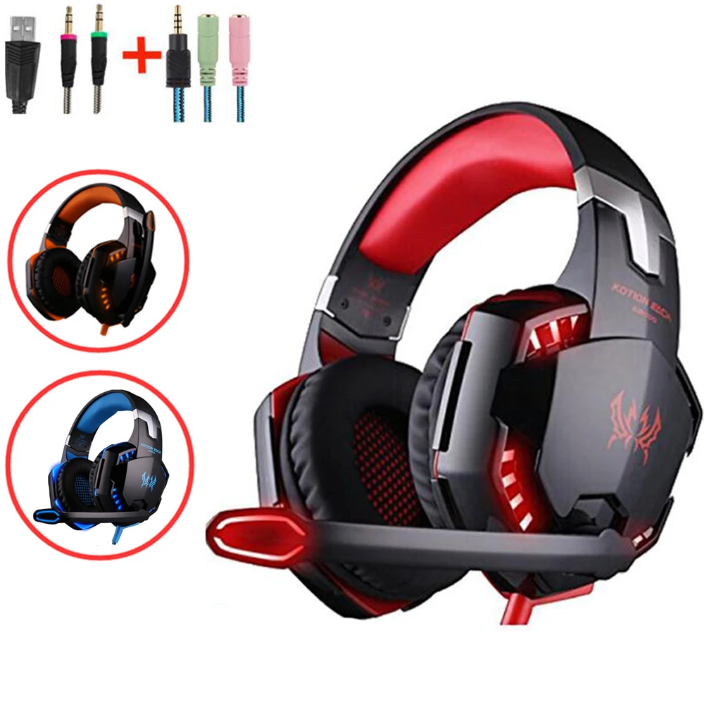 Kotion Jeder G2000 Gaming Kopfhörer Tiefe Bass Headset mit Mikrofon Led Licht für PC Computer PS4 Neue XBOX One Tablet gamer Preise