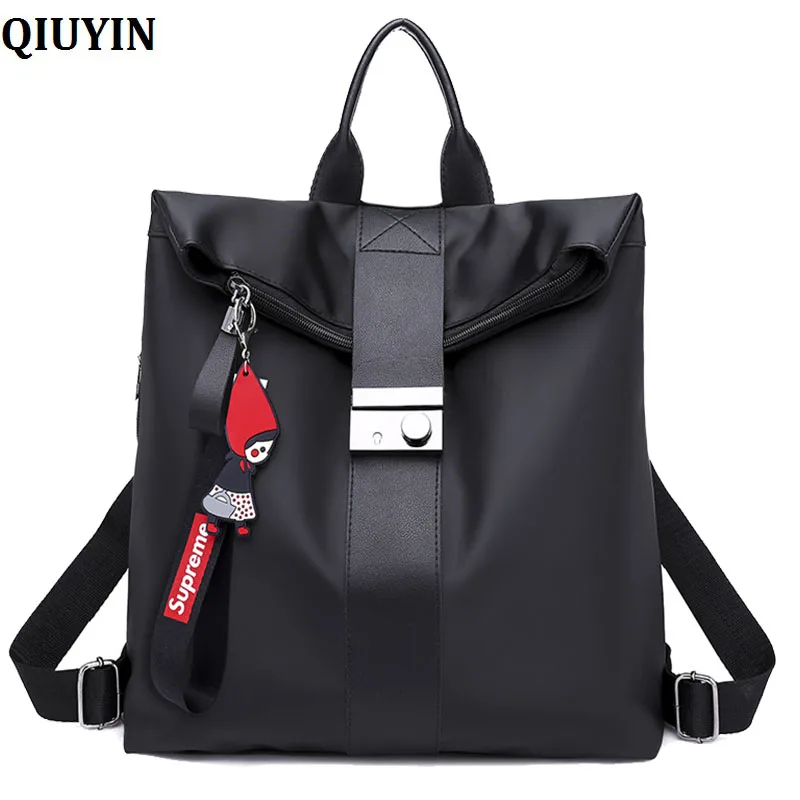 

QIUYIN Brand Preppy Style Leather School Backpack Bag For College Simple Design Women Casual Daypacks Mochila Male New