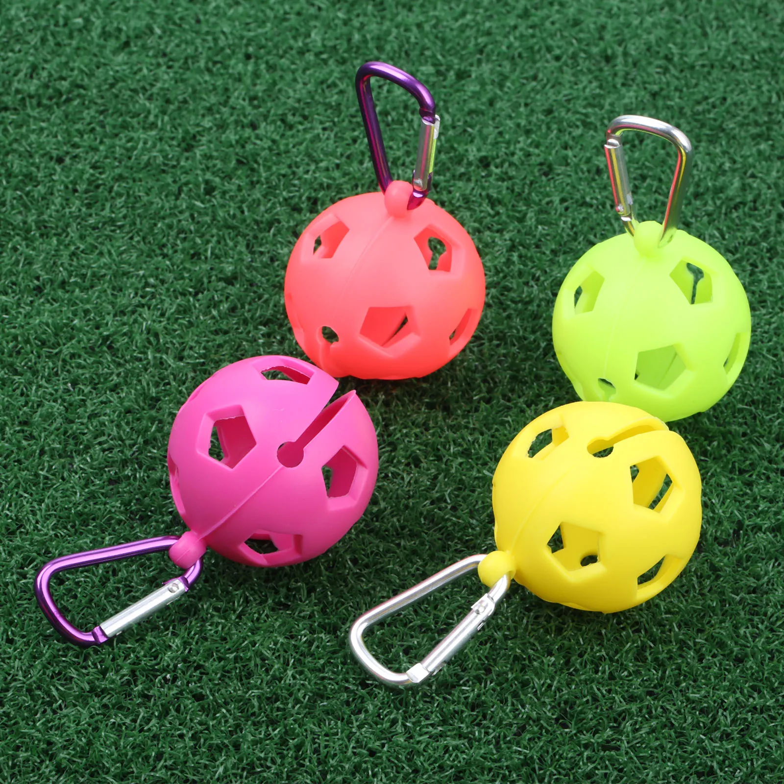 

Golf Ball Silicone Sleeve Protective Cover Bag Holder With Carabiner For 46mm Balls Golf Accessories Easy To Carry Single Holes