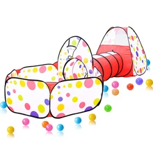 Tente de jeu, Tunnel Portable pliable, ensemble de trois pièces, jeux pour enfants, intérieur/extérieur, kits de piscine, boule, jouets de maison pour enfants