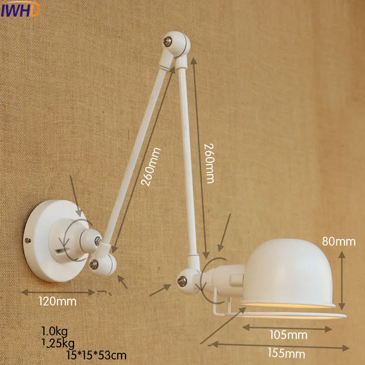 IWHD Белый Регулируемый поворотный длинный кронштейн светодиодный настенный светильник Современный домашний внутренний светильник Wandlamp светодиодный светильник для лестницы Настенные светильники - Цвет абажура: 1