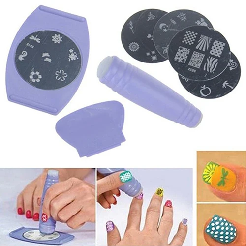 

DIY Nail Art Stamping Template Scraper Polish Finger Stencil Nail Printing Set