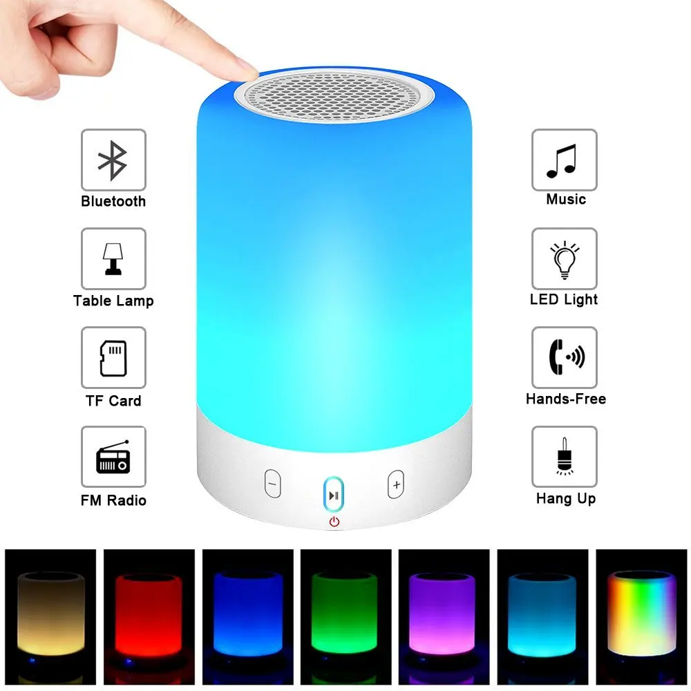 Lighting Bluetooth Speakers 4W Portable Wireless Stereo Subwoofer Smart Touch Lamp Colored Changing Night Light With