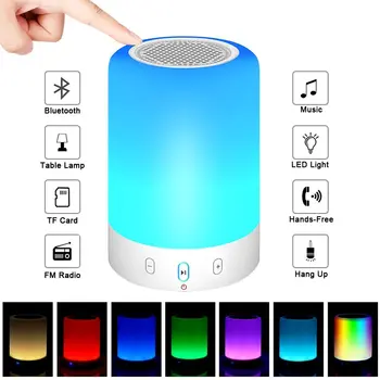 

Lighting Bluetooth Speakers 4W Portable Wireless Stereo Subwoofer Smart Touch Lamp Colored Changing Night Light With Timer FM