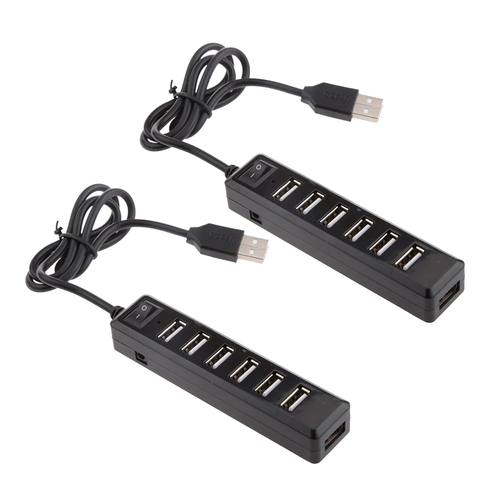 MagiDeal 2x High Speed 7 Port USB HUB 2.0 Multi Splitter Expansion PC Laptop Adapter  Power Supply Portable Charger