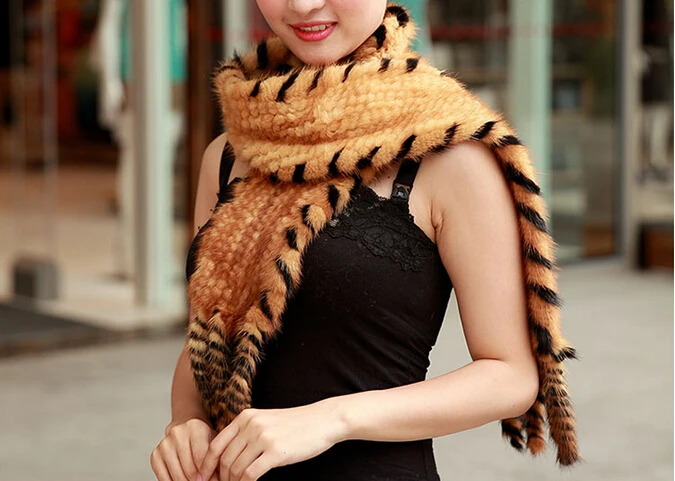 النساء الشتاء المنك الحقيقي الفراء وشاح نوعية جيدة محبوك التفاف الرأس الرقبة أدفأ المعطف الفراء شال حقيقي المنك الفراء وشاح KFP602