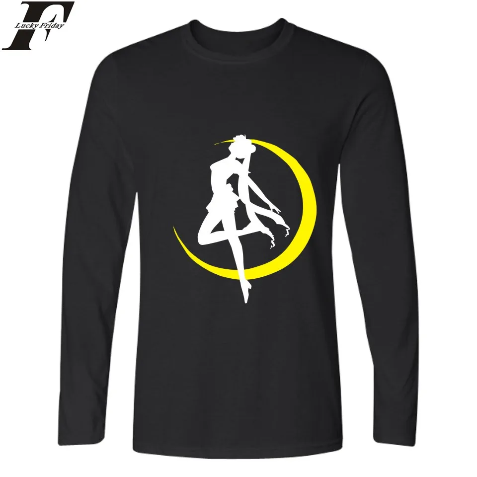 

LUCKYFRIDAYF Anime Sailor Moon Womens Long Sleeve Tops Classic Cartoon Funny Tee Shirts Cotton Women Summer Tshirt Women Brand