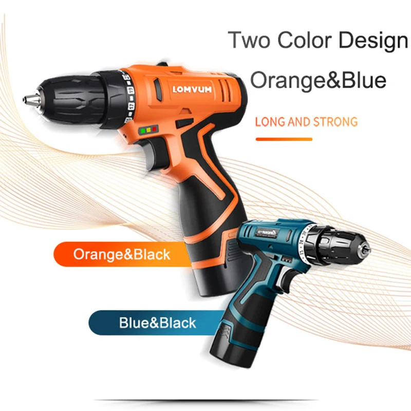 

LOMVUM New 16.8V 24V Double Speed Electric Drill With Accessories Rechargeable Electric Screwdriver Mini Cordless Drill Bit Set