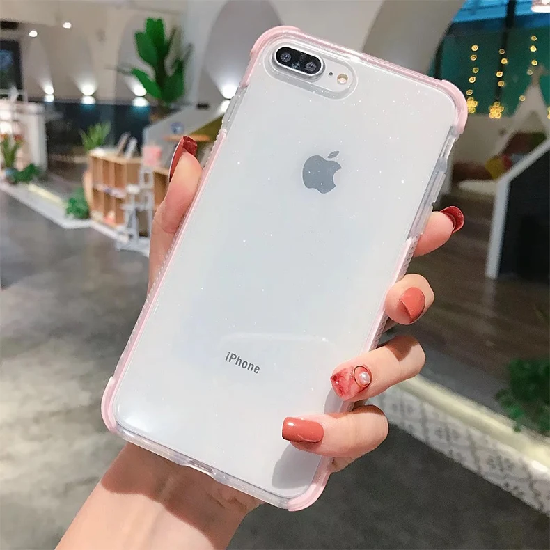 Блестящий противоударный мягкий силиконовый чехол-бампер для iPhone 11 Pro XS MAX XR X 10 8 7 6 6s Plus 8Plus 7Plus прозрачный чехол из ТПУ