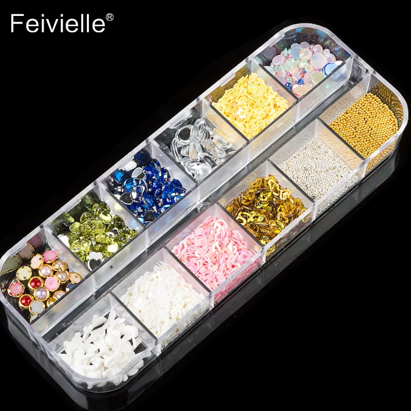 Feivielle 2018 Новинка 2000 шт 3D разноцветные Стразы для ногтей золотые бусины сердце