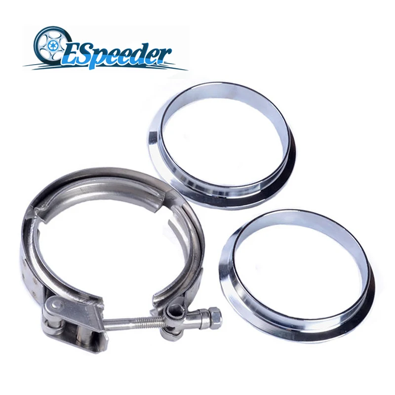 

ESPEEDER 3.5'' V-Band Clamp Flange Kit 304 Stainless Steel Clamp Male Female Flange For Turbo Exhaust Downpipe Clips