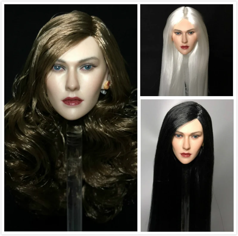 

1/6 Scale Beauty Female Head Carving Head Sculpt Model for Action Figure Body Part Accessories DIY Style