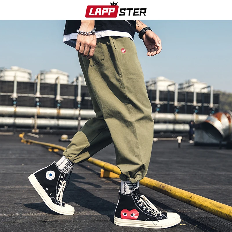 

LAPPSTER Harajuku Harem Pants Summer Black Joggers Pants 2019 Men Streetwear Wide Leg Casual Loose Straight Track Sweatpants