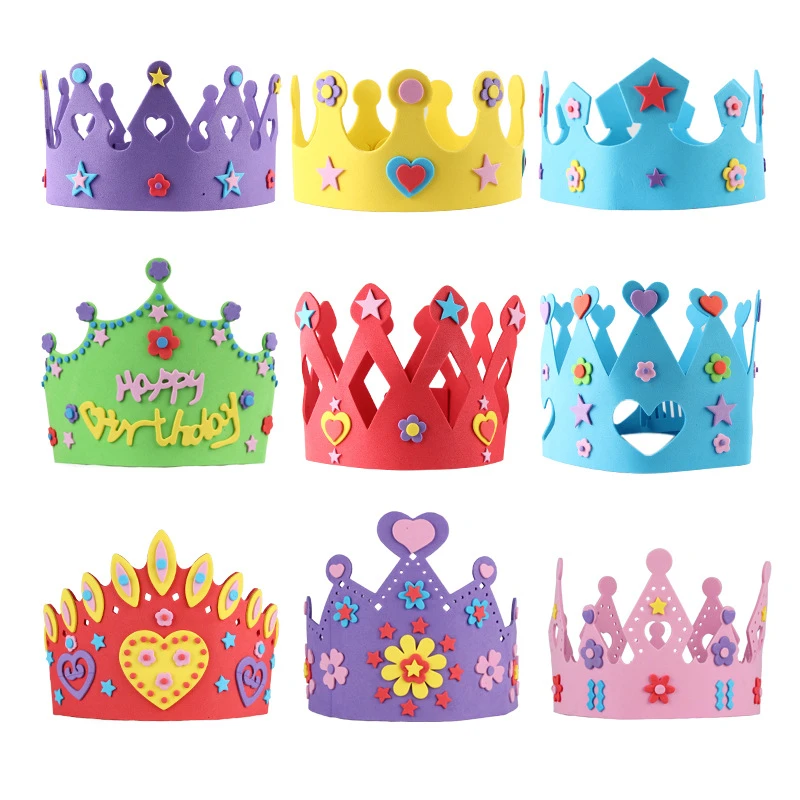 100 PCS Schiuma EVA Compleanno Corona per I Bambini Festa di Compleanno  Cappelli di Auto adesivo FAI DA TE Fatti A Mano 3D Eva Corona Cappello  mestiere Kit|crown hat|crown crowncrown birthday -
